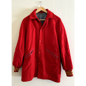 Vintage 50s 60s Red Yellow Cuff 100% Wool Varsity Letterman's Jacket Mens Medium